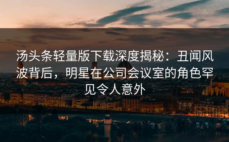 汤头条轻量版下载深度揭秘：丑闻风波背后，明星在公司会议室的角色罕见令人意外