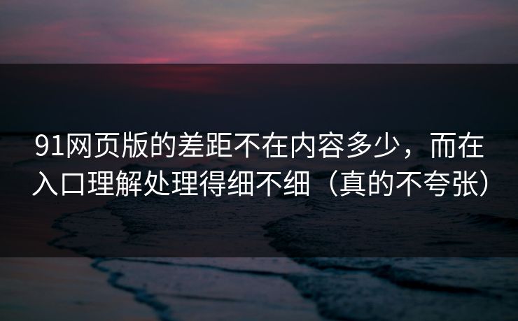91网页版的差距不在内容多少，而在入口理解处理得细不细（真的不夸张）